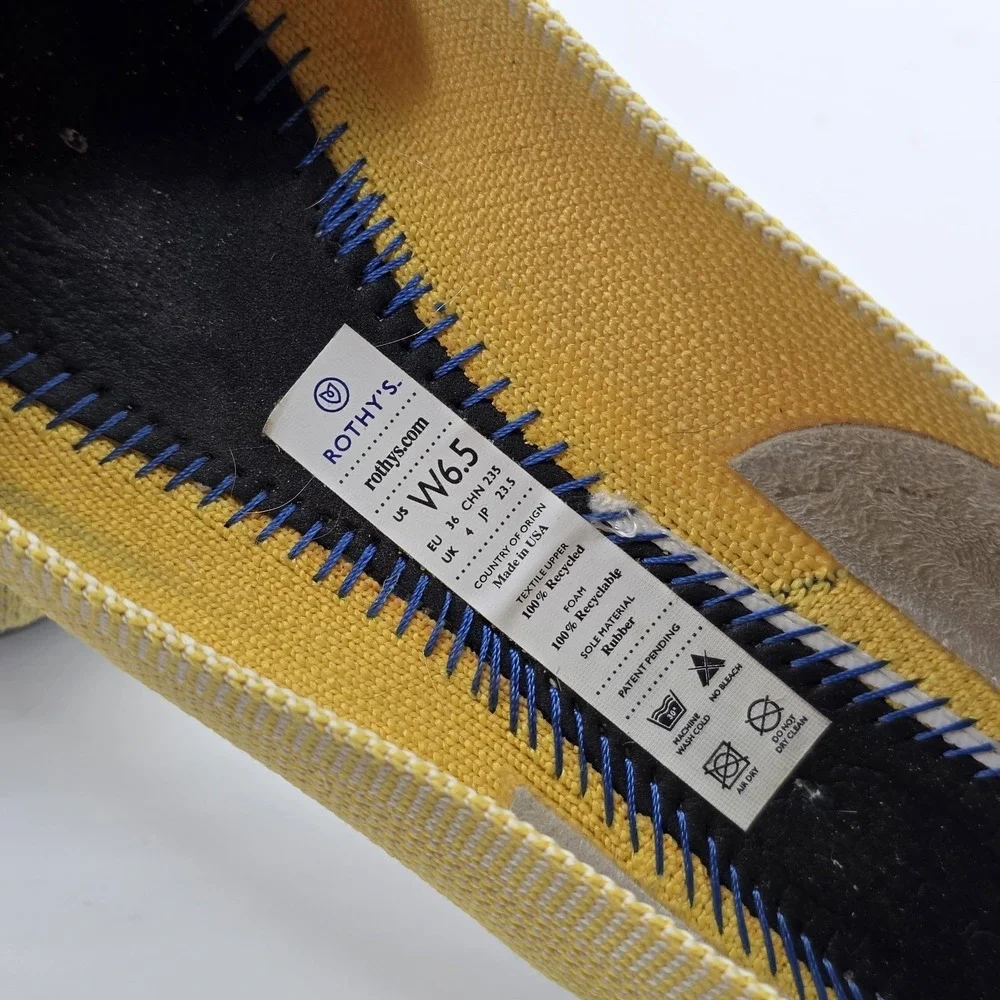Rothys The Point Yellow Marigold Pointed Toe Flats Slip on Shoes Size W6.5